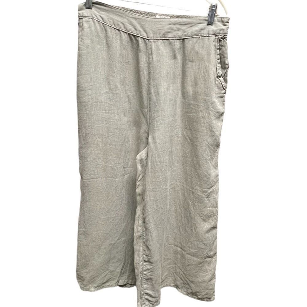 Nicole Miller size L100% linen wide leg cropped pants.